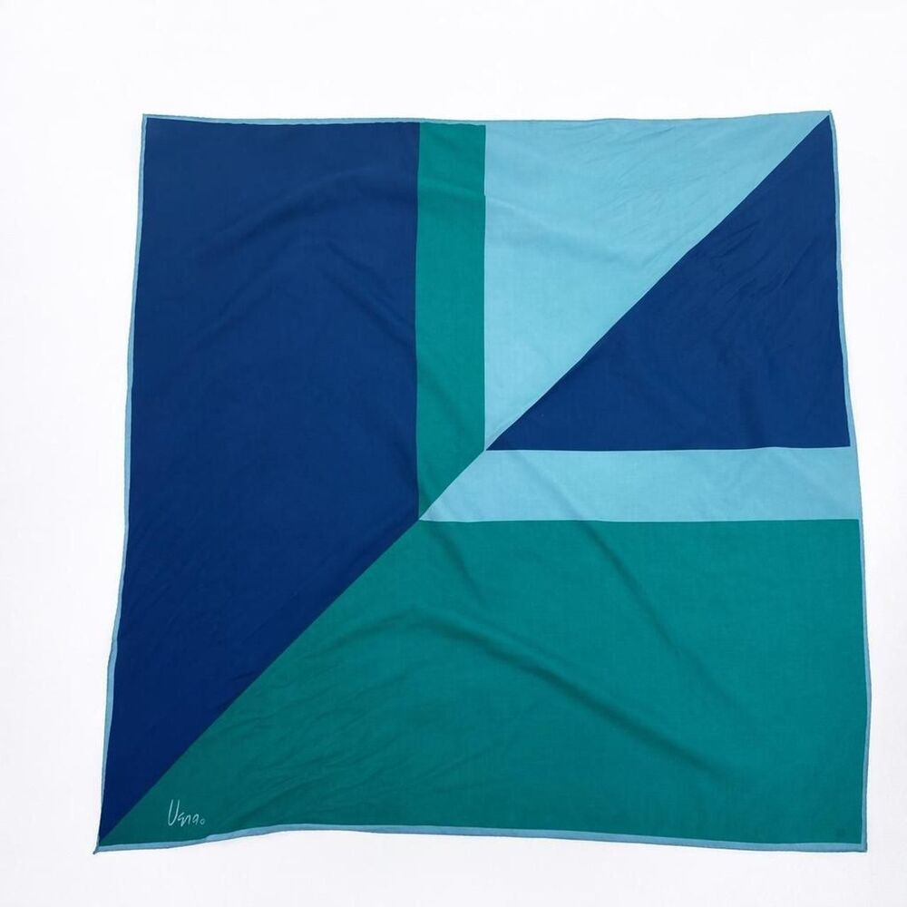 Vera Vintage Blue Square Scarf Geometric Accessory Retro Mod